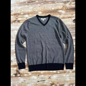 GoodThreads Lightweight 100% Merino Wool V-Neck  Sweater Size Small Navy NWOT